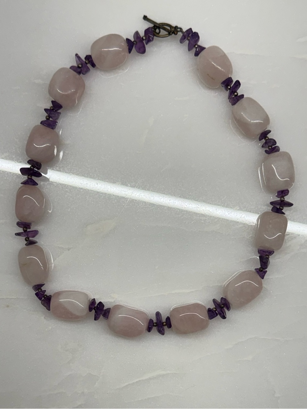 Vintage Rose Quartz & Amethyst Choker Necklace